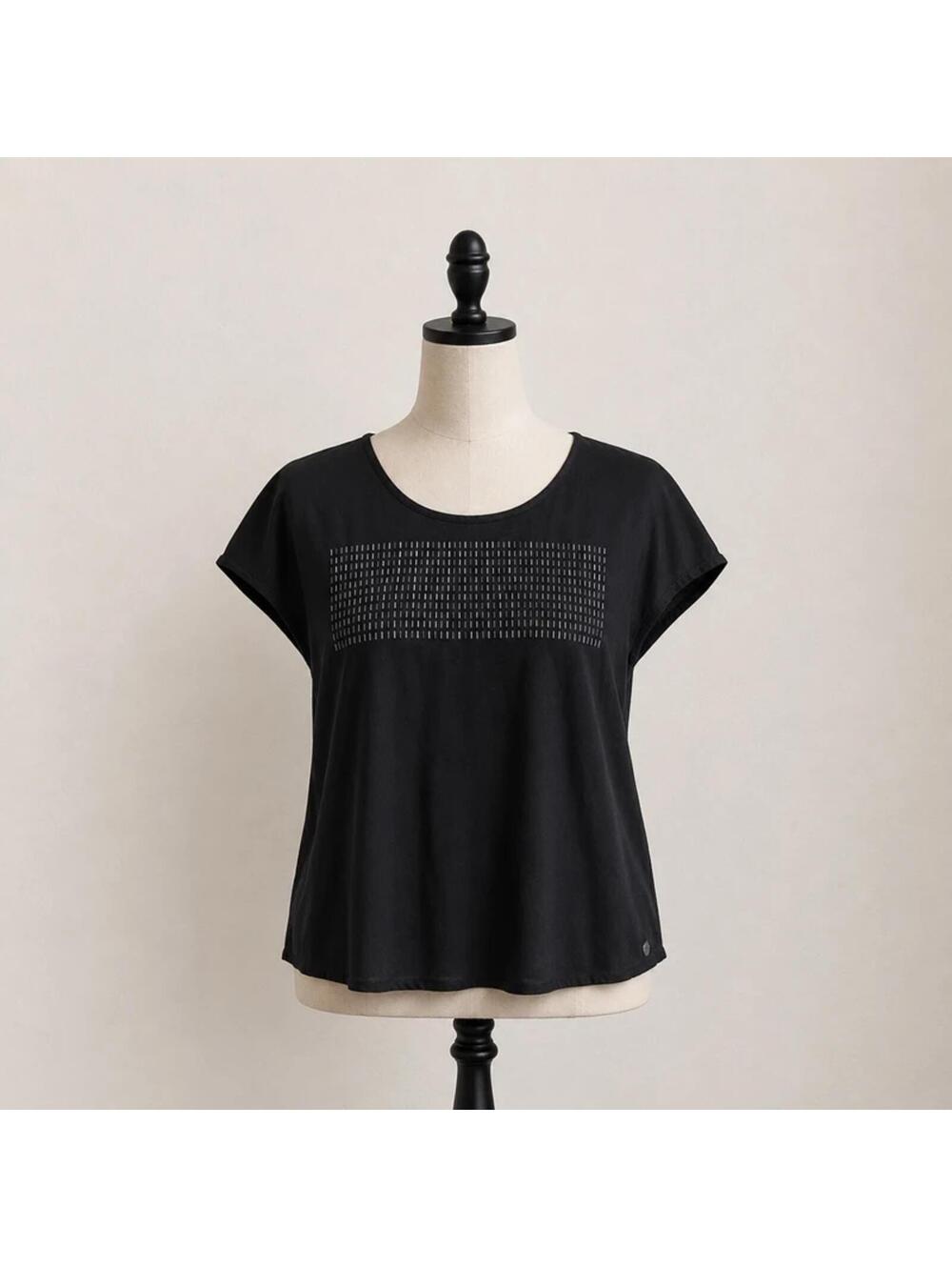 Armani Jeans Black Studded Silk Look Blouse Top EU 40